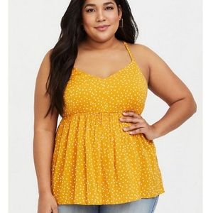 Yellow Peplum Tank w/ White Polka Dots